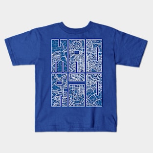 Madrid, Spain City Map Typography - Blueprint Kids T-Shirt